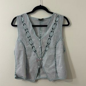 Covona light blue leather vest